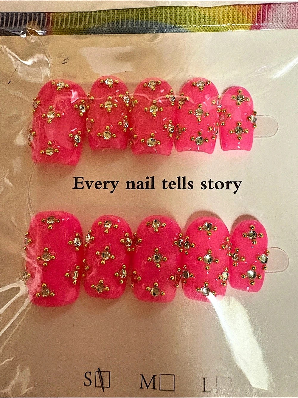 Pink Gold Embellished Press-On Nails NWT